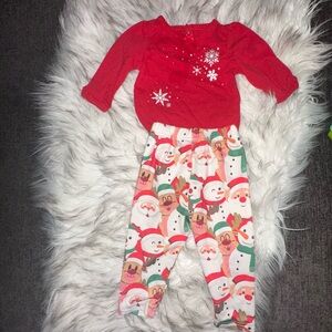 Red Festive Pajama Set with Holiday Patterns